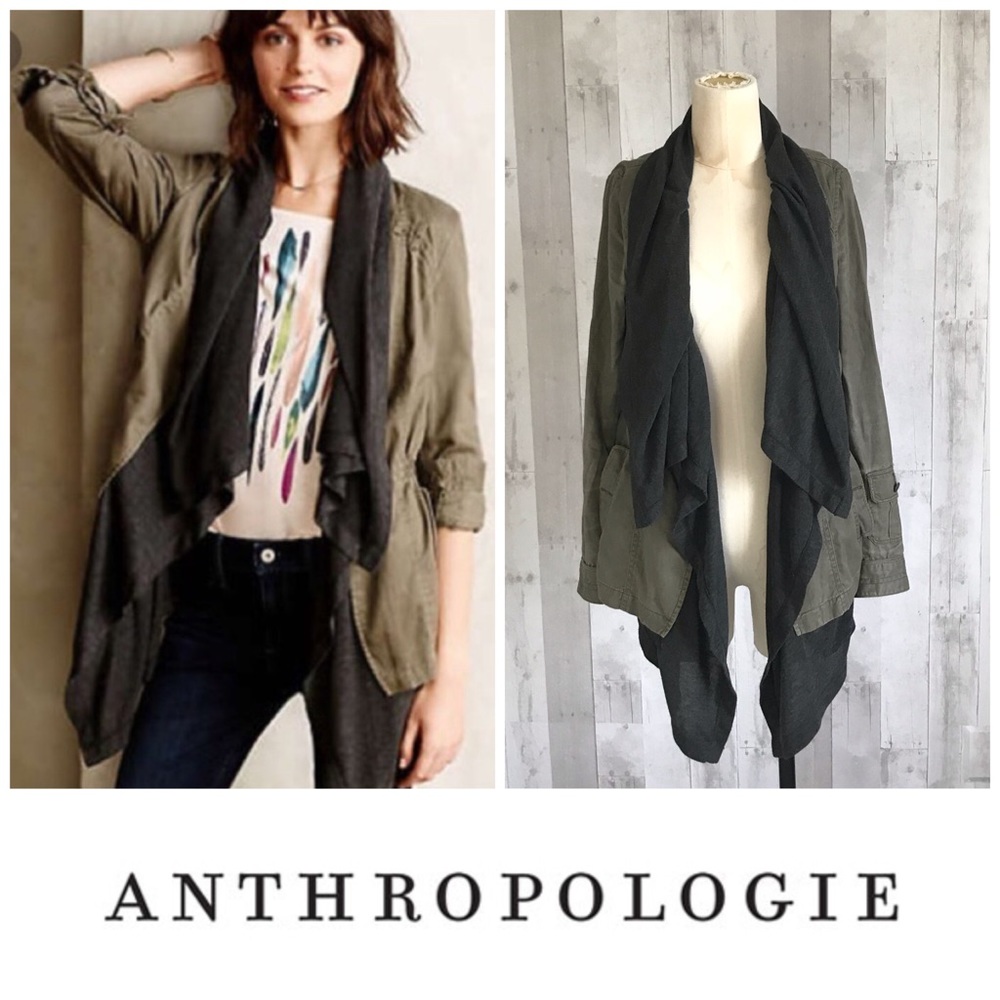 Anthropologie Her Hei cascade Anorak Jacket small army green
